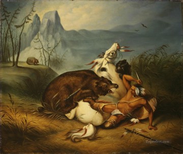 Indian Bear Fight Oil Paintings